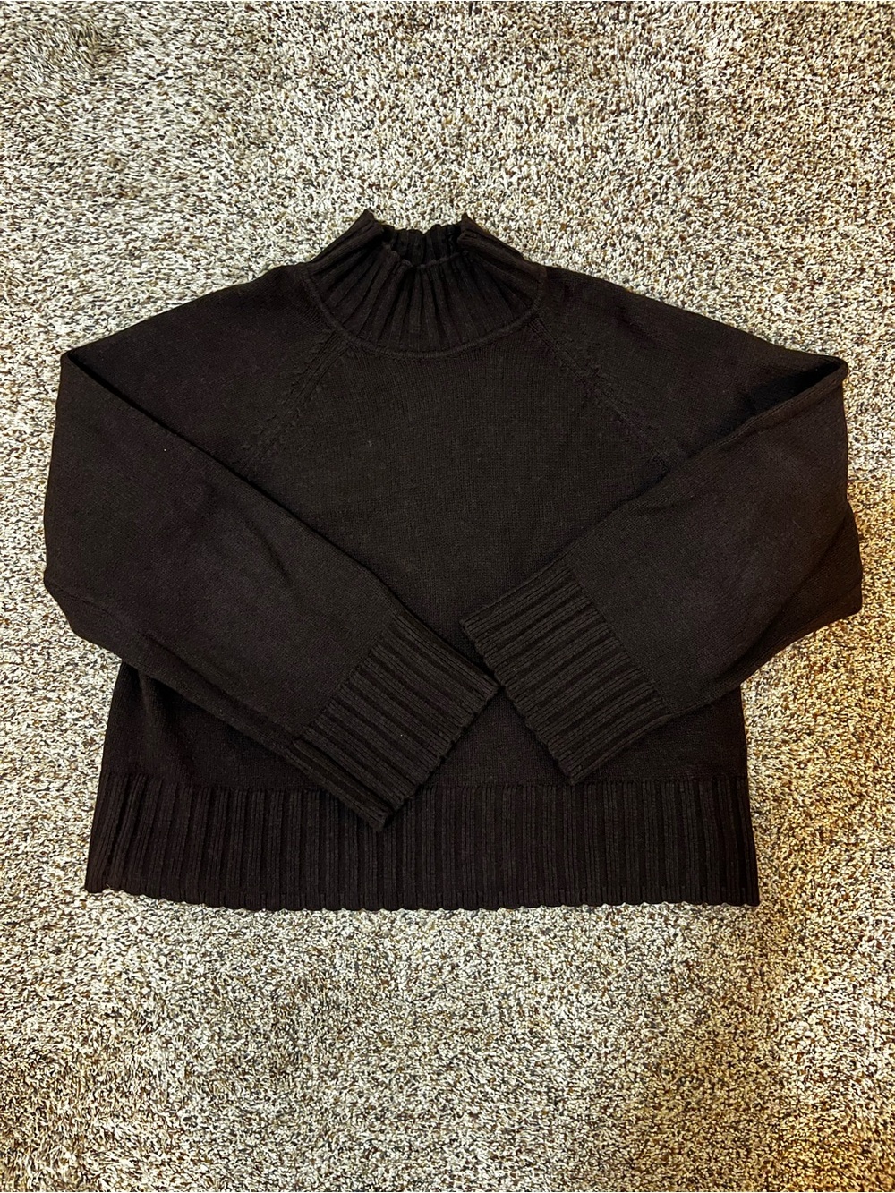 Chocolate Brown Women's Mock Neck CashSoft Ribbed Hem Sweater